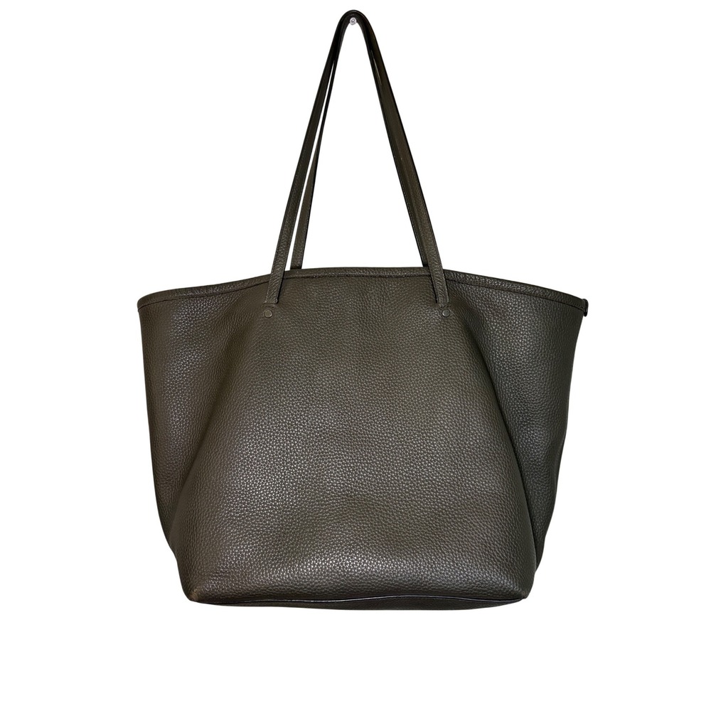 Coach Avenue Soft Tote Pebbled Leather Dark Olive Green/Gray Large Shoulder Bag - Picture 2 of 16